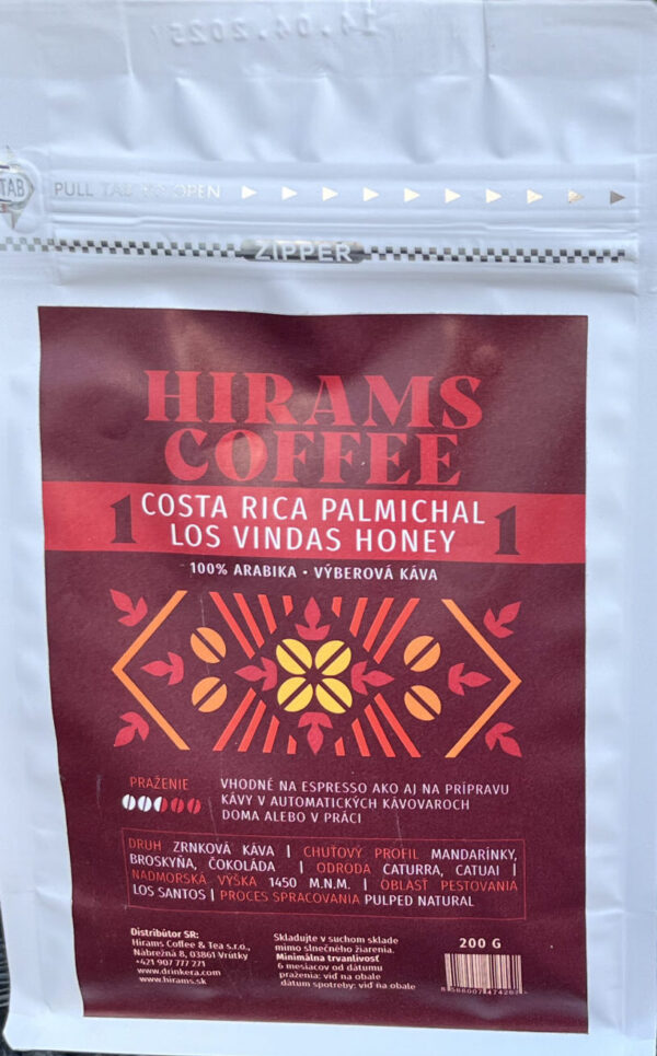 Hirams Coffee 100% Arabika Costa Rica Palmichal Los Vindas Honey